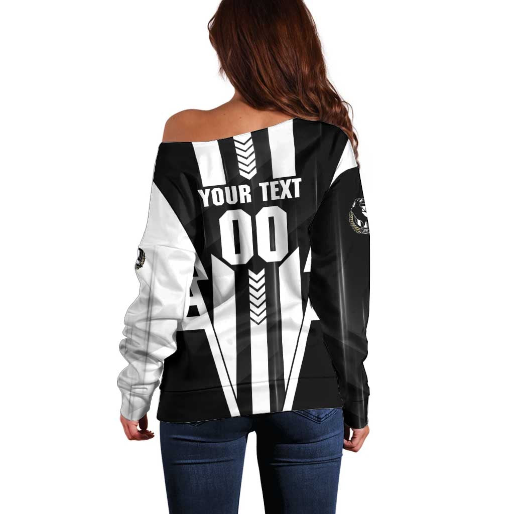 Personalized Collingwood Magpies Off Shoulder Sweater Modern Geometric Sports Graphic Style