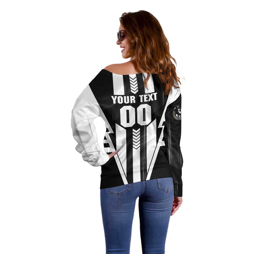 Personalized Collingwood Magpies Off Shoulder Sweater Modern Geometric Sports Graphic Style