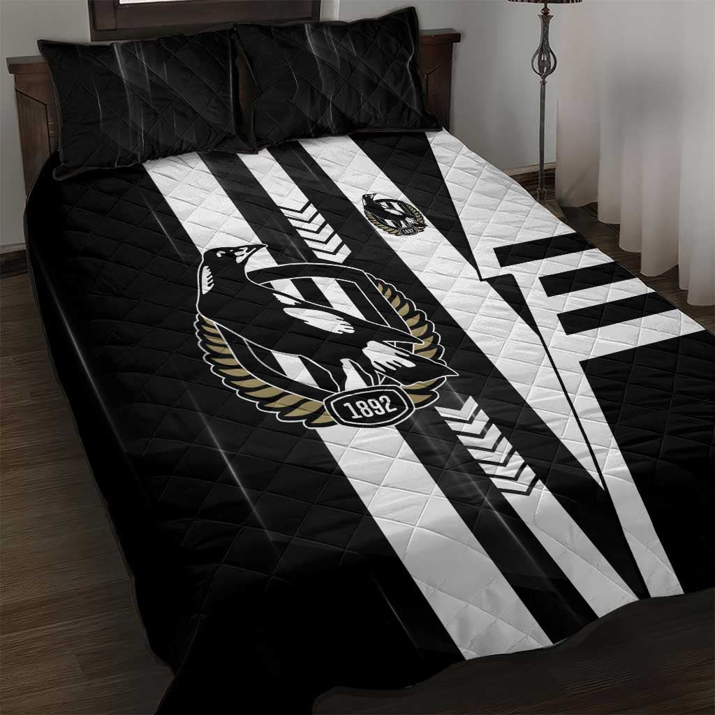 Collingwood Magpies Quilt Bed Set Modern Geometric Sports Graphic Style