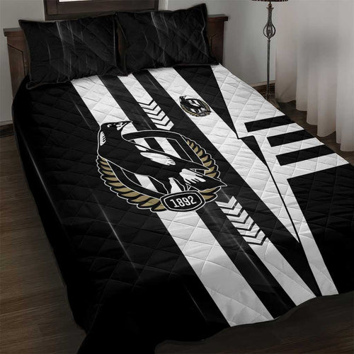Collingwood Magpies Quilt Bed Set Modern Geometric Sports Graphic Style