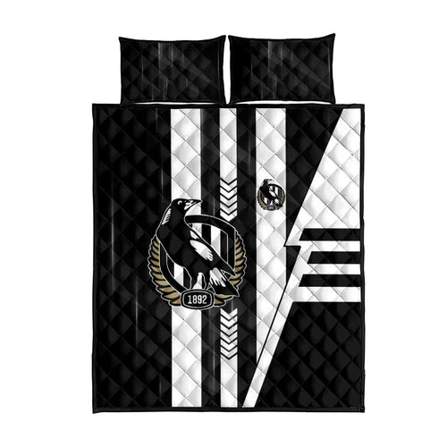 Collingwood Magpies Quilt Bed Set Modern Geometric Sports Graphic Style