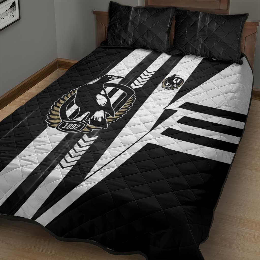 Collingwood Magpies Quilt Bed Set Modern Geometric Sports Graphic Style