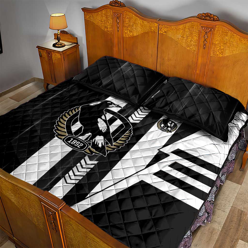 Collingwood Magpies Quilt Bed Set Modern Geometric Sports Graphic Style