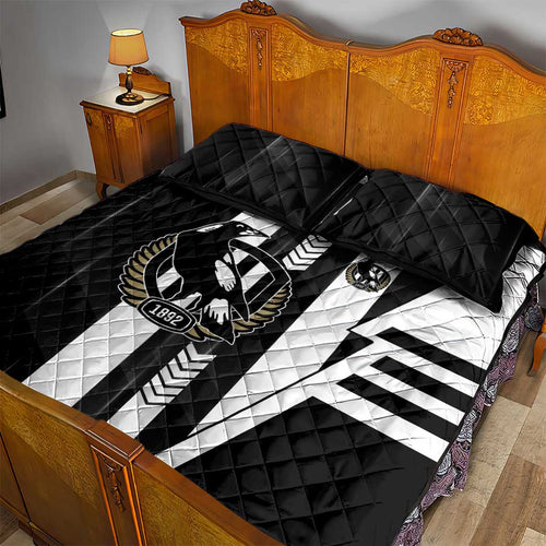 Collingwood Magpies Quilt Bed Set Modern Geometric Sports Graphic Style