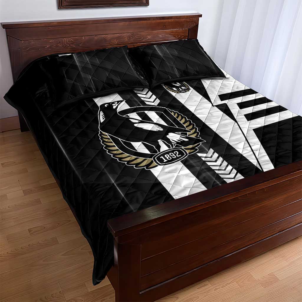 Collingwood Magpies Quilt Bed Set Modern Geometric Sports Graphic Style