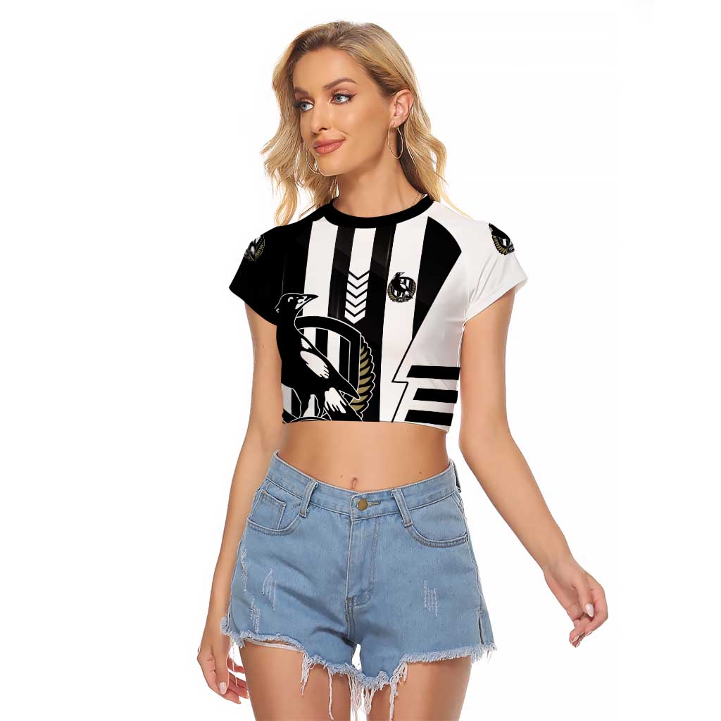 Personalized Collingwood Magpies Raglan Cropped T Shirt Modern Geometric Sports Graphic Style