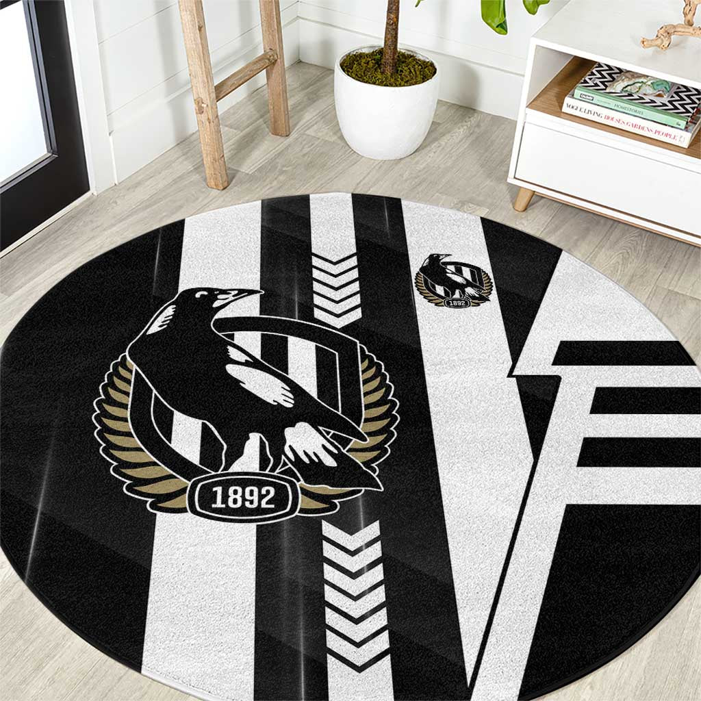 Collingwood Magpies Round Carpet Modern Geometric Sports Graphic Style