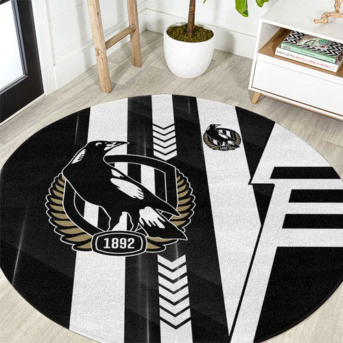 Collingwood Magpies Round Carpet Modern Geometric Sports Graphic Style