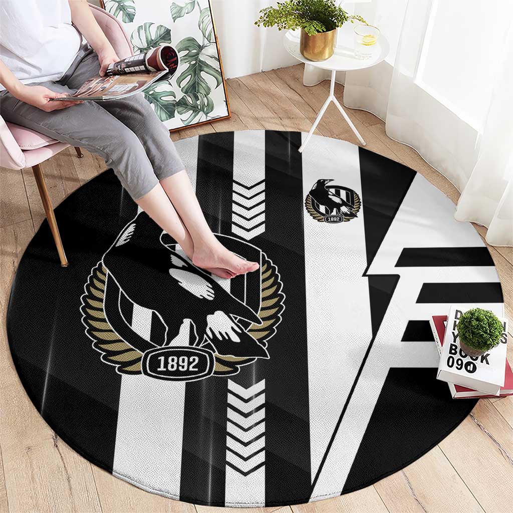 Collingwood Magpies Round Carpet Modern Geometric Sports Graphic Style