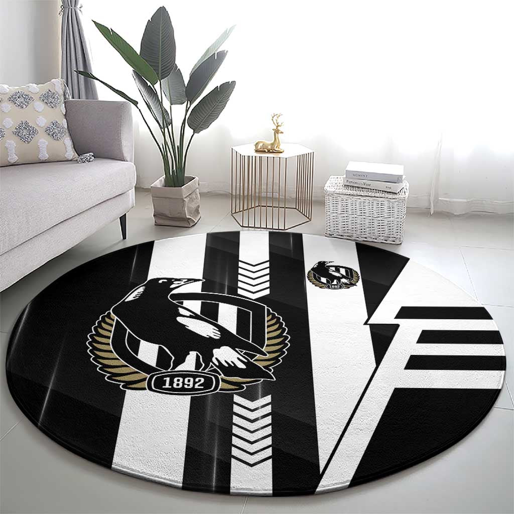 Collingwood Magpies Round Carpet Modern Geometric Sports Graphic Style
