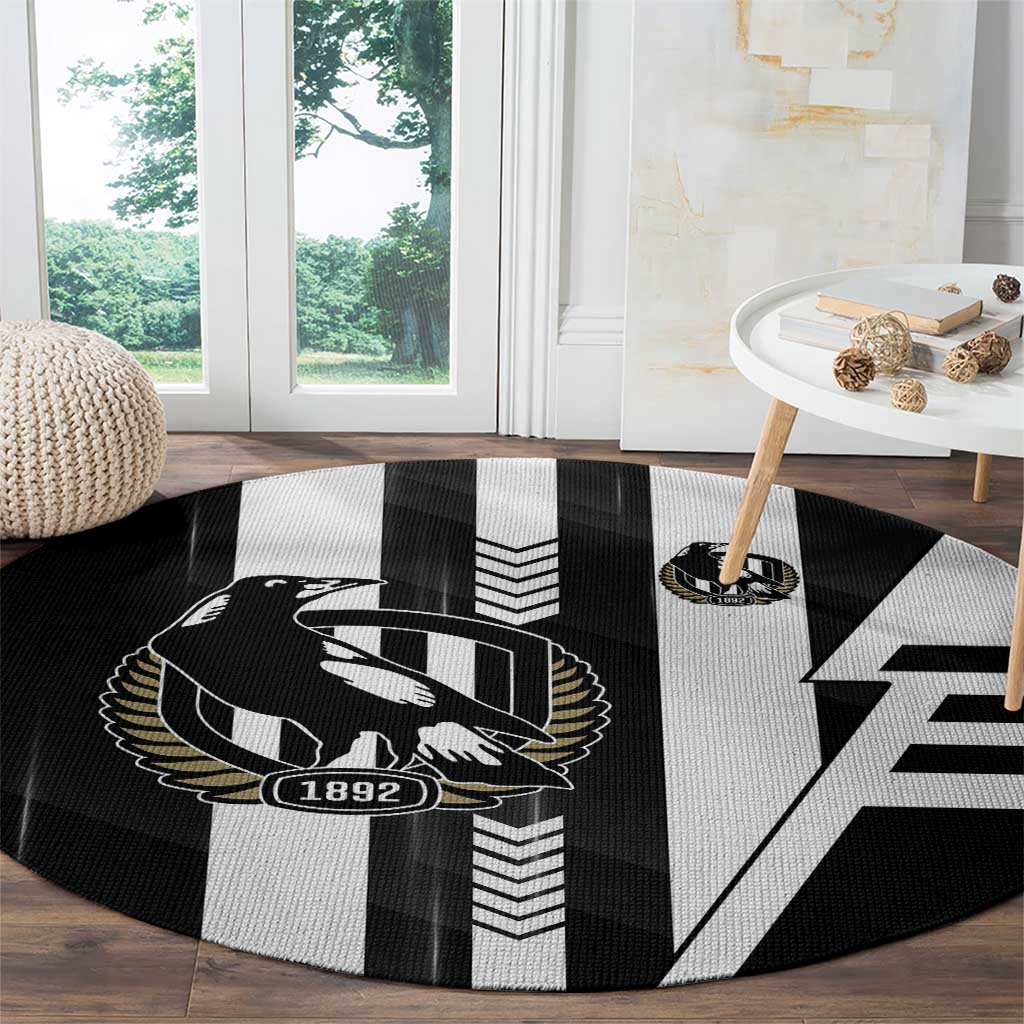 Collingwood Magpies Round Carpet Modern Geometric Sports Graphic Style