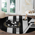 Collingwood Magpies Round Carpet Modern Geometric Sports Graphic Style