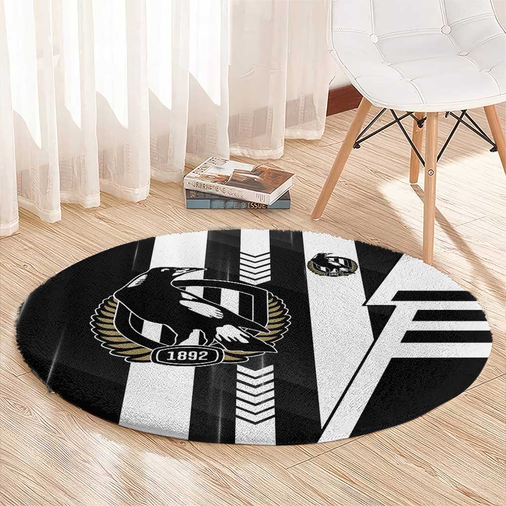 Collingwood Magpies Round Carpet Modern Geometric Sports Graphic Style