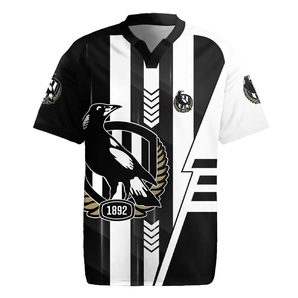 Personalized Collingwood Magpies Rugby Jersey Modern Geometric Sports Graphic Style