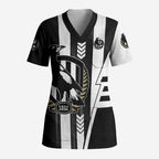 Personalized Collingwood Magpies Scrub Top Modern Geometric Sports Graphic Style