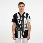Personalized Collingwood Magpies Scrub Top Modern Geometric Sports Graphic Style