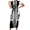Personalized Collingwood Magpies Short Sleeve Bodycon Dress Modern Geometric Sports Graphic Style