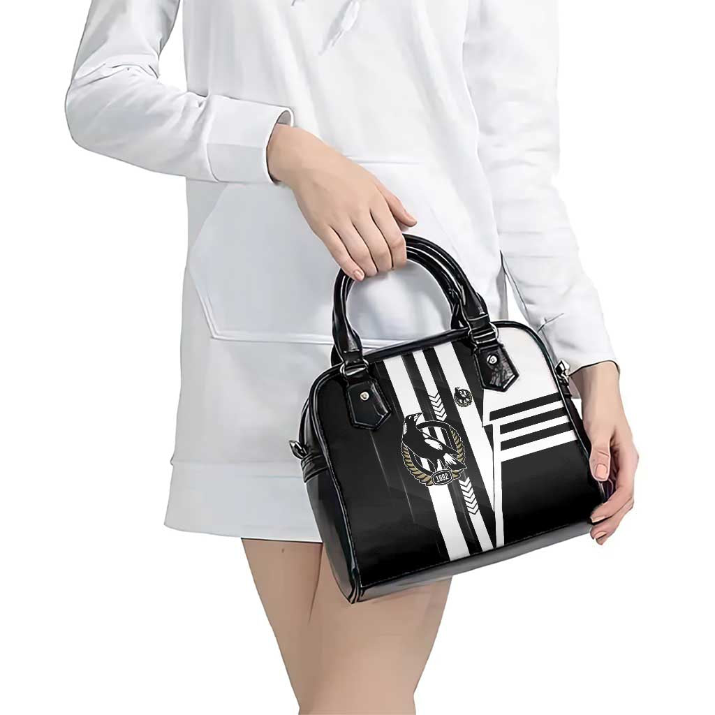 Collingwood Magpies Shoulder Handbag Modern Geometric Sports Graphic Style
