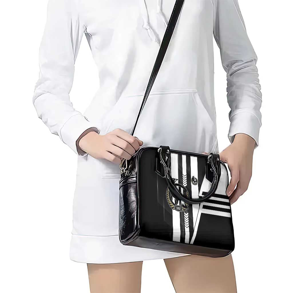Collingwood Magpies Shoulder Handbag Modern Geometric Sports Graphic Style