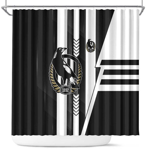 Collingwood Magpies Shower Curtain Modern Geometric Sports Graphic Style