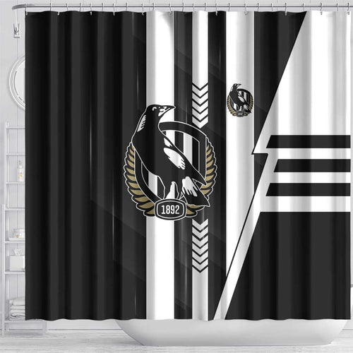 Collingwood Magpies Shower Curtain Modern Geometric Sports Graphic Style