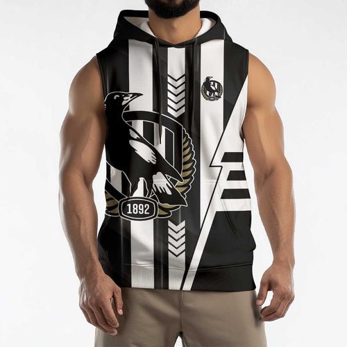 Personalized Collingwood Magpies Sleeveless Hoodie Modern Geometric Sports Graphic Style