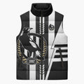 Personalized Collingwood Magpies Sleeveless Puffer Jacket Modern Geometric Sports Graphic Style
