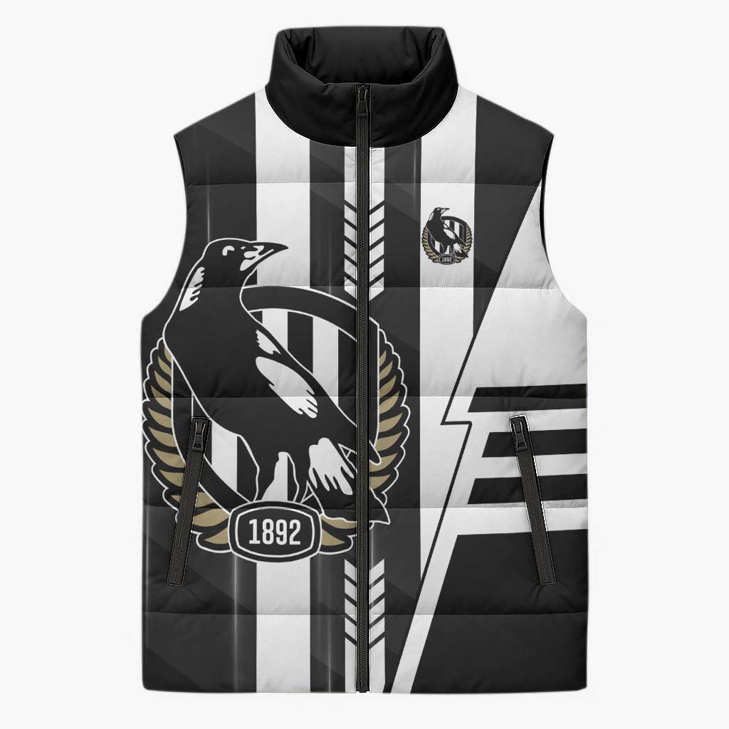 Personalized Collingwood Magpies Sleeveless Puffer Jacket Modern Geometric Sports Graphic Style