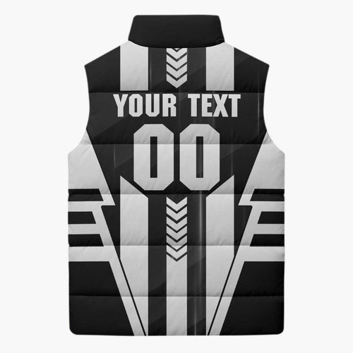 Personalized Collingwood Magpies Sleeveless Puffer Jacket Modern Geometric Sports Graphic Style
