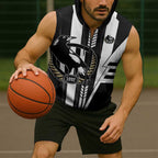 Personalized Collingwood Magpies Sleeveless Zip Hoodie Modern Geometric Sports Graphic Style