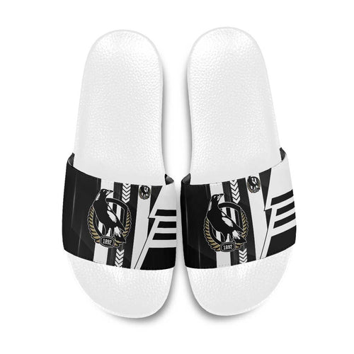 Collingwood Magpies Slide Sandals Modern Geometric Sports Graphic Style