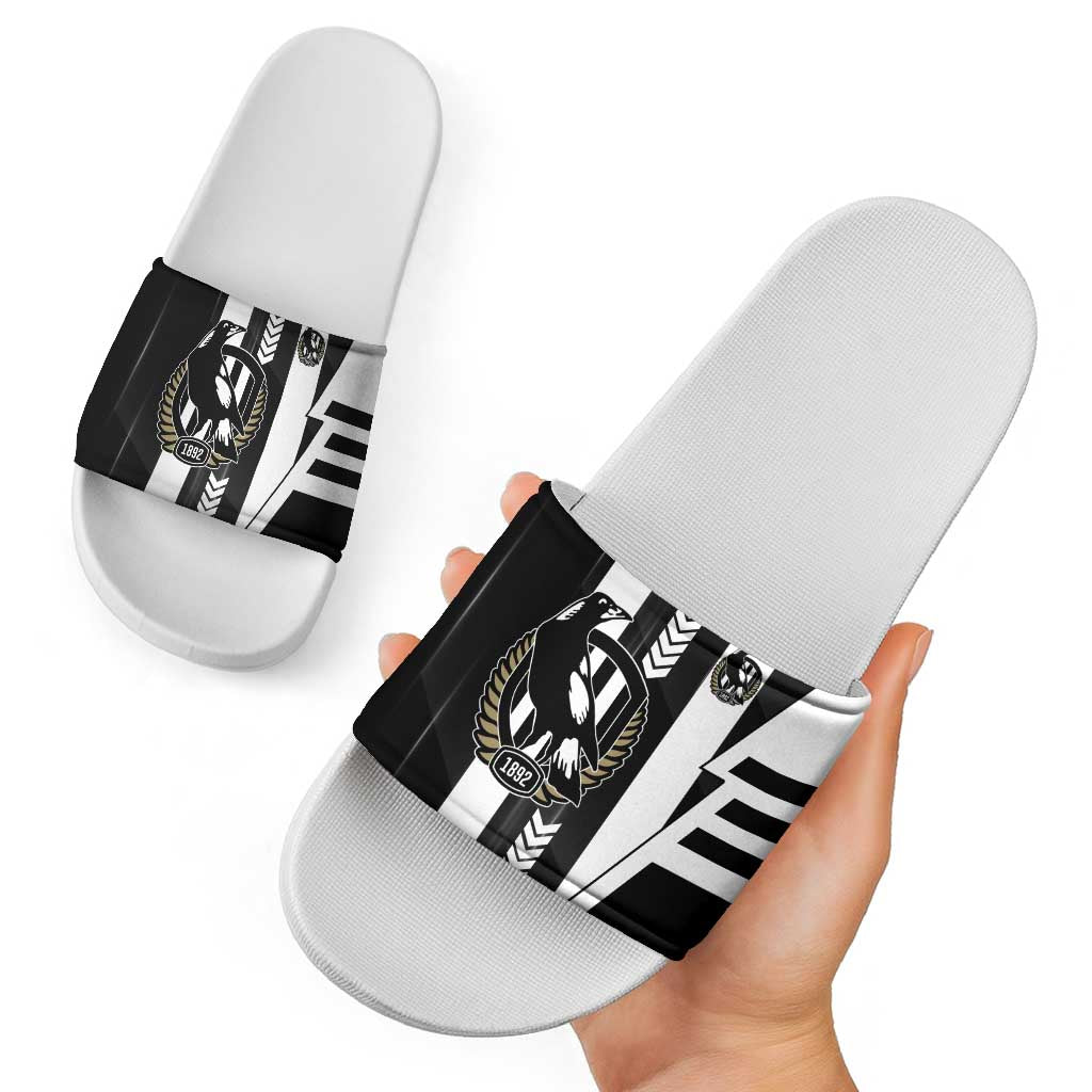 Collingwood Magpies Slide Sandals Modern Geometric Sports Graphic Style