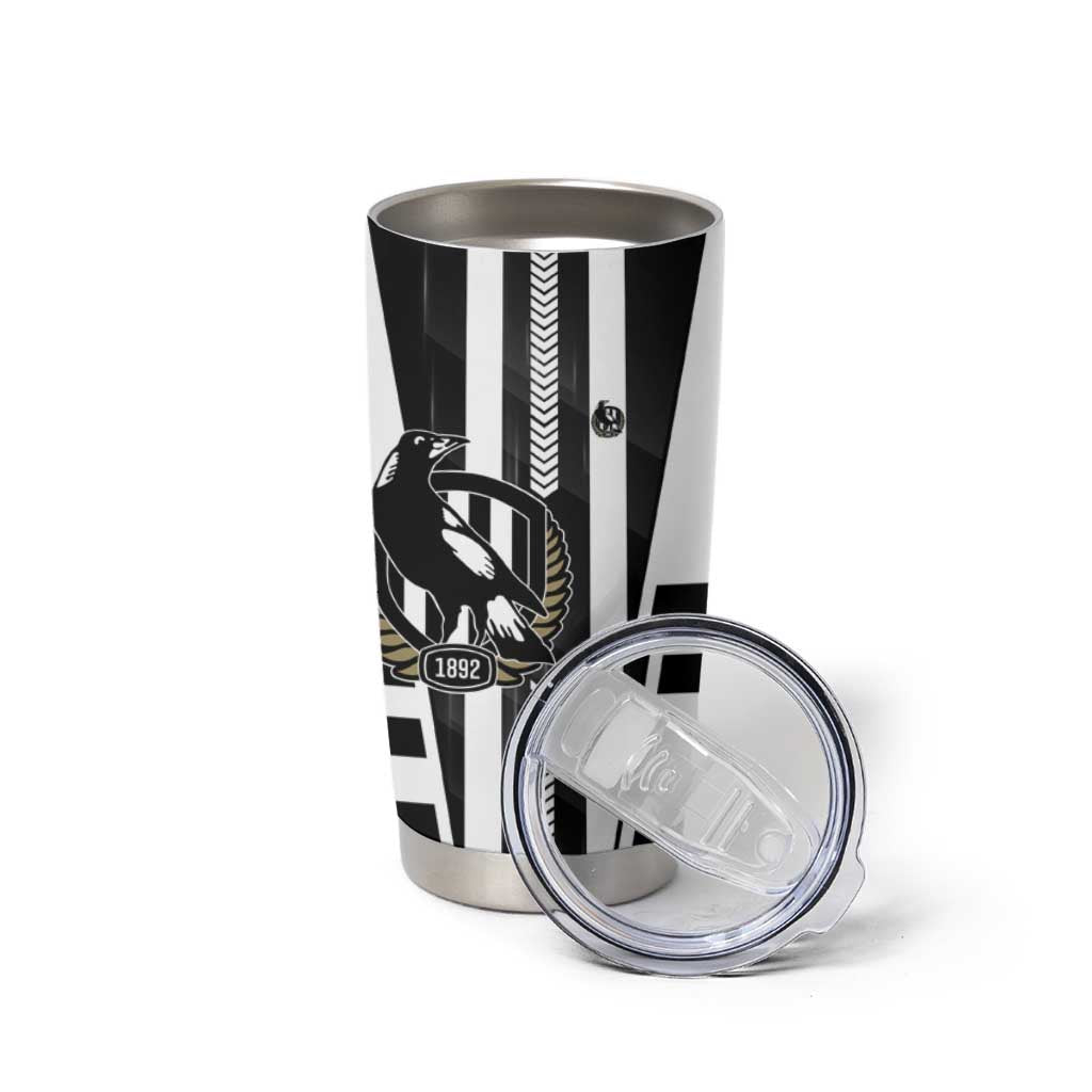 Personalized Collingwood Magpies Tumbler Cup Modern Geometric Sports Graphic Style