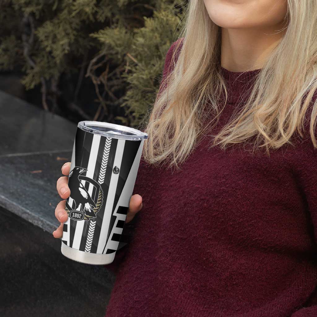 Personalized Collingwood Magpies Tumbler Cup Modern Geometric Sports Graphic Style