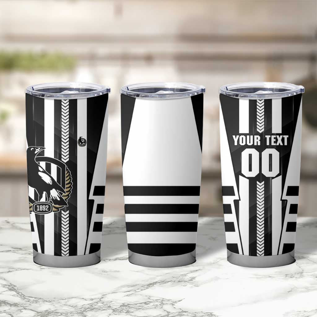 Personalized Collingwood Magpies Tumbler Cup Modern Geometric Sports Graphic Style
