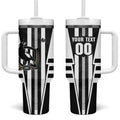 Personalized Collingwood Magpies Tumbler With Handle Modern Geometric Sports Graphic Style