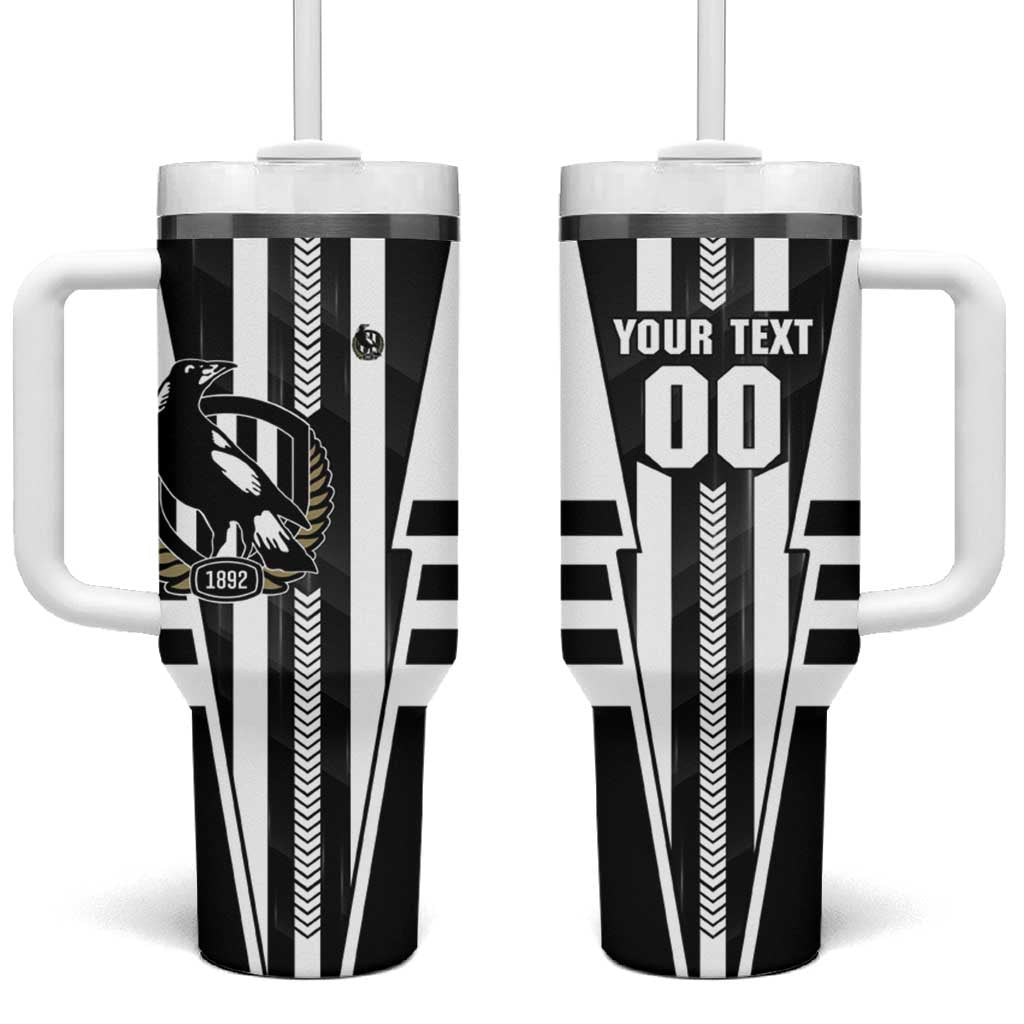 Personalized Collingwood Magpies Tumbler With Handle Modern Geometric Sports Graphic Style