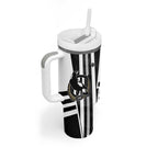 Personalized Collingwood Magpies Tumbler With Handle Modern Geometric Sports Graphic Style