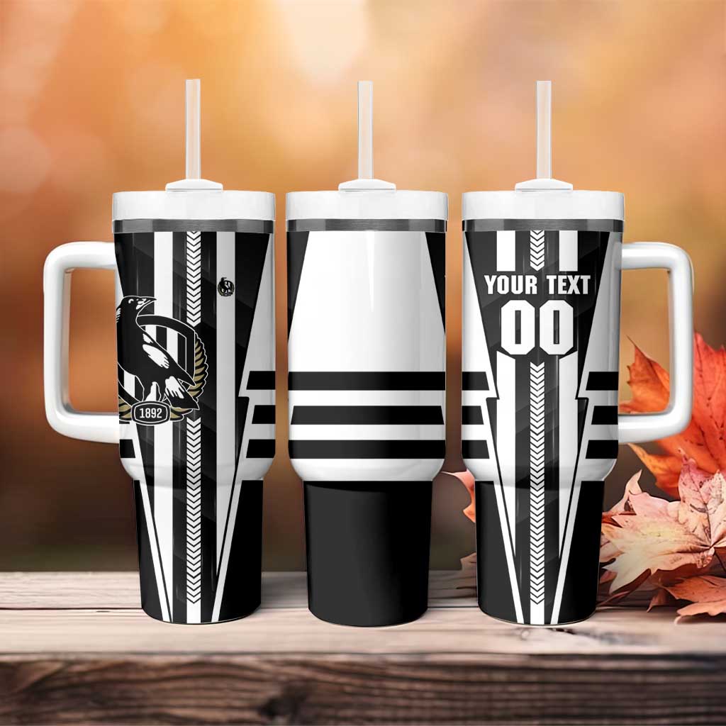 Personalized Collingwood Magpies Tumbler With Handle Modern Geometric Sports Graphic Style