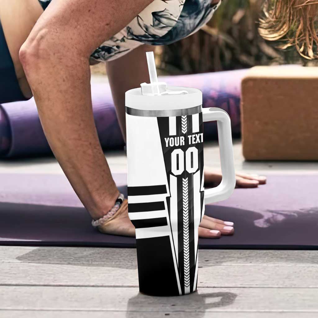 Personalized Collingwood Magpies Tumbler With Handle Modern Geometric Sports Graphic Style