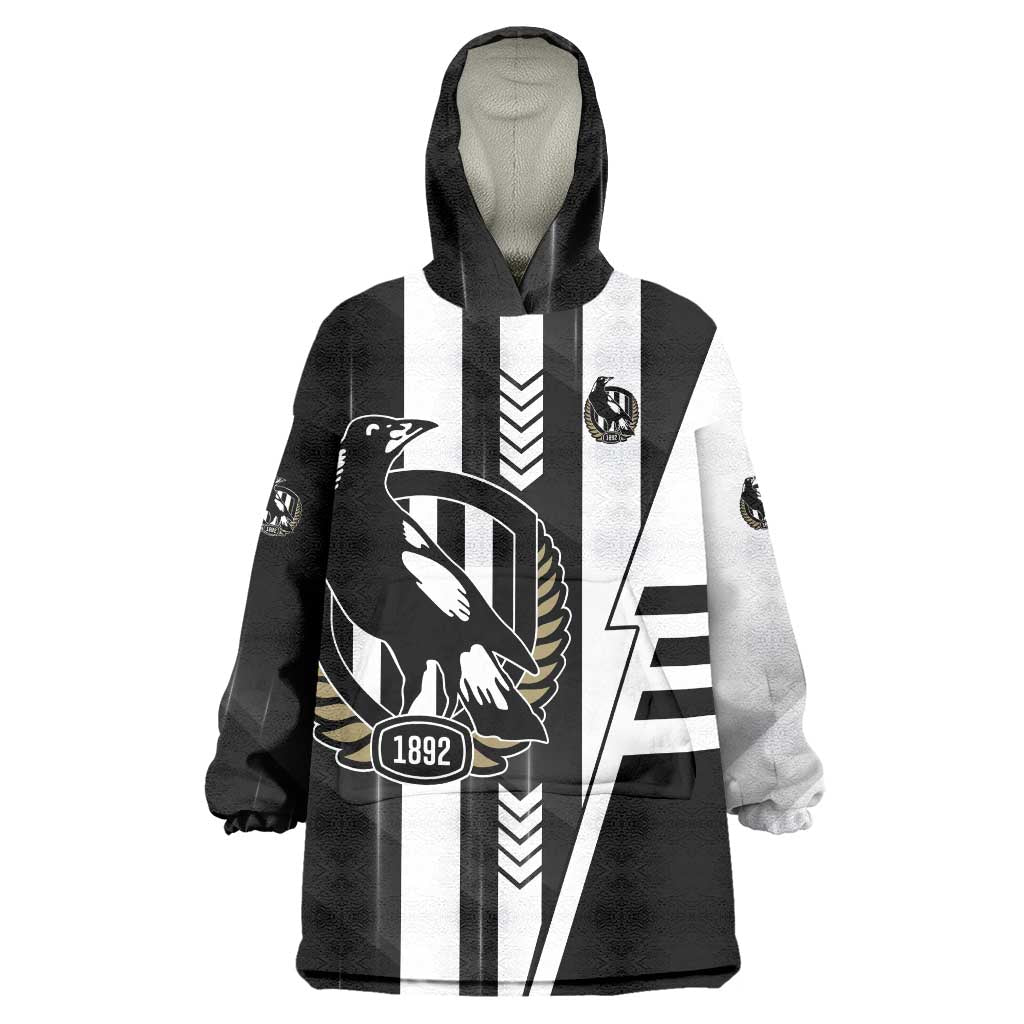 Personalized Collingwood Magpies Wearable Blanket Hoodie Modern Geometric Sports Graphic Style