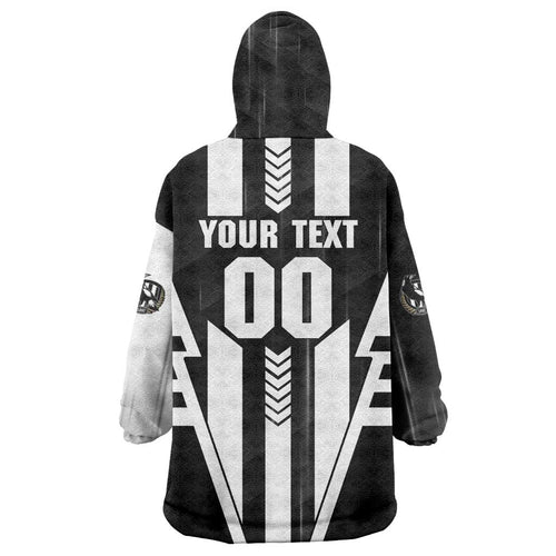 Personalized Collingwood Magpies Wearable Blanket Hoodie Modern Geometric Sports Graphic Style