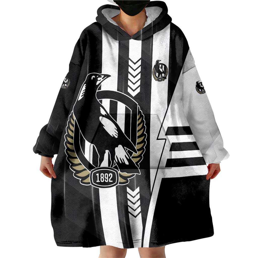 Personalized Collingwood Magpies Wearable Blanket Hoodie Modern Geometric Sports Graphic Style
