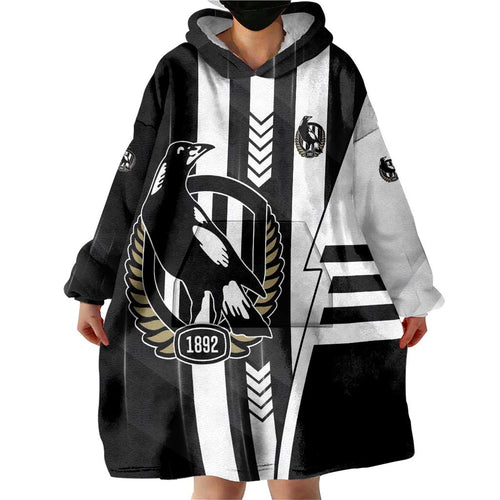 Personalized Collingwood Magpies Wearable Blanket Hoodie Modern Geometric Sports Graphic Style
