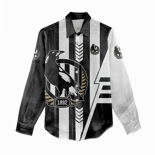 Personalized Collingwood Magpies Women Casual Shirt Modern Geometric Sports Graphic Style