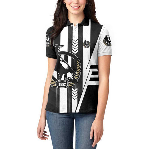 Personalized Collingwood Magpies Women Polo Shirt Modern Geometric Sports Graphic Style