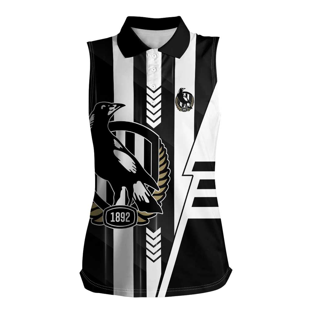 Personalized Collingwood Magpies Women Sleeveless Polo Shirt Modern Geometric Sports Graphic Style