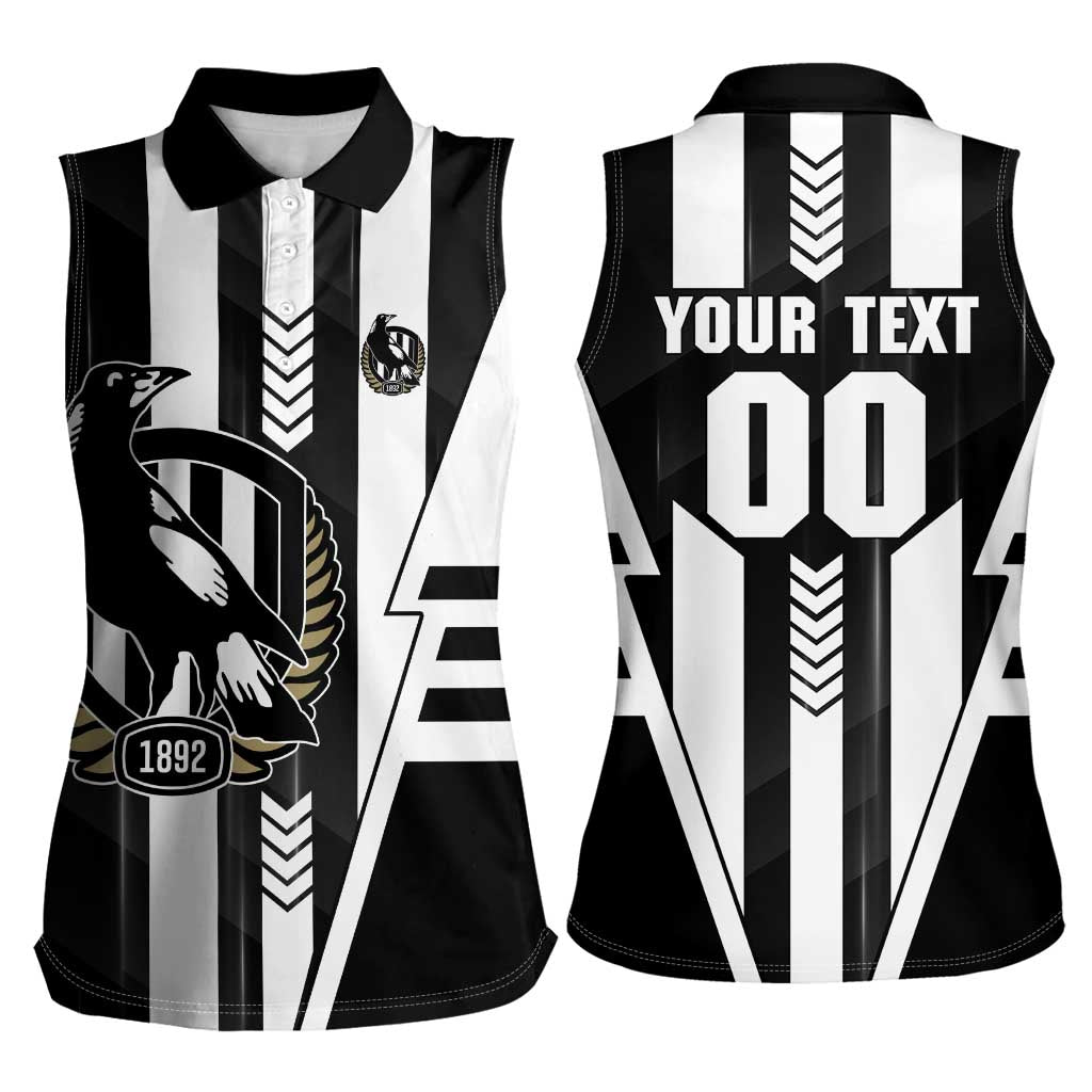 Personalized Collingwood Magpies Women Sleeveless Polo Shirt Modern Geometric Sports Graphic Style