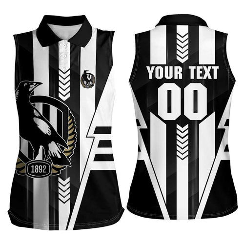 Personalized Collingwood Magpies Women Sleeveless Polo Shirt Modern Geometric Sports Graphic Style
