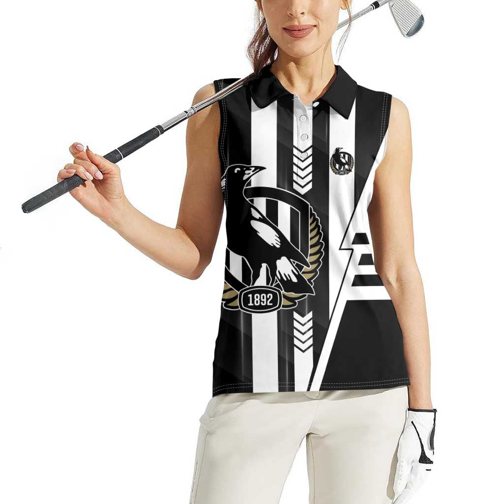 Personalized Collingwood Magpies Women Sleeveless Polo Shirt Modern Geometric Sports Graphic Style